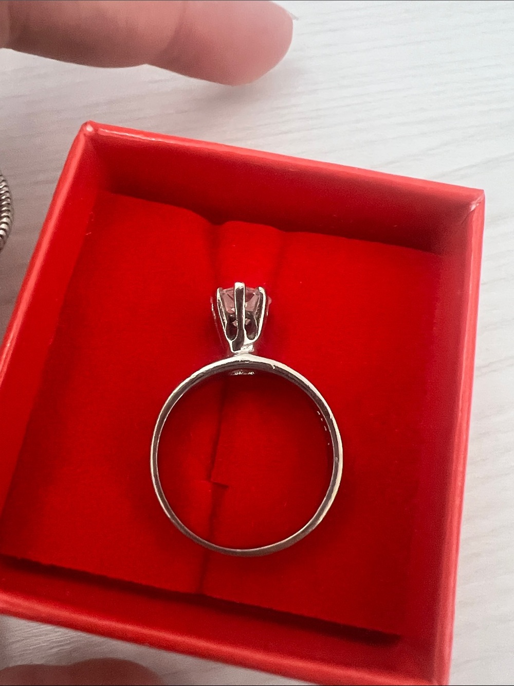 Heart-Shaped Clear Crystal Sterling Silver Ring size 7.5 - Picture 8 of 16
